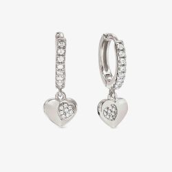 Nomination Petit Sparkle Silver Heart Huggie Hoop Earrings 242305/004