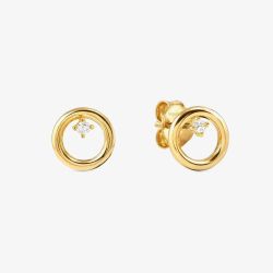 Nomination Dream Beats Gold Tone Cubic Zirconia Circle Stud Earrings 242603/044