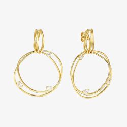 Nomination My Rebel Art Gold Plated Double Big Circle Cubic Zirconia Earrings 242812/012