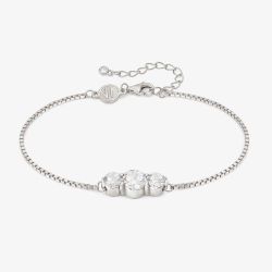 Nomination Colour Wave Sterling Silver White Three Stone Bracelet 149817/001