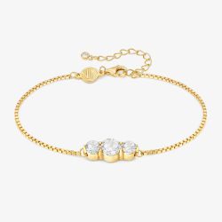 Nomination Colour Wave Yellow Gold White Three Stone Bracelet 149816/012