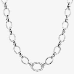 Nomination Affinity Stainless Steel Cubic Zirconia Oval Link Necklace 028606/001