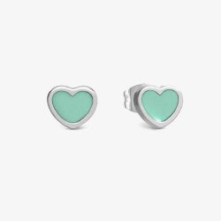 Nomination Emosfere Silver Tone Mint Enamel Heart Stud Earrings 134208/002