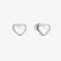 Nomination Emosfere Silver Tone Mother Of Pearl Heart Stud Earrings 134209/036