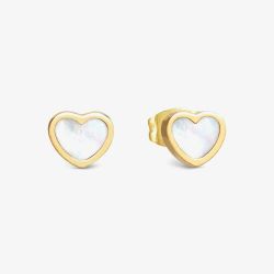 Nomination Emosfere Gold Tone Mother Of Pearl Heart Stud Earrings 134219/036