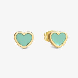 Nomination Emosfere Gold Tone Mint Enamel Heart Stud Earrings 134218/002