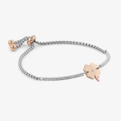 Nomination Milleluci Rose Gold Finish Four Leaf Clover Toggle Pavé Half Bangle 028004/006