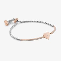 Nomination Milleluci Rose Gold Finish Pavé Heart Toggle Half Bangle 028005/022