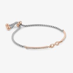 Nomination Milleluci Rose Gold Finish Pavé Infinity Toggle Half Bangle 028005/024