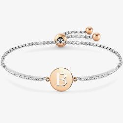 Nomination Milleluci Two-Tone Initial B Half Bangle Toggle Bracelet 028007/002