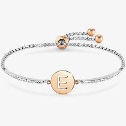 Nomination Milleluci Two-Tone Initial E Half Bangle Toggle Bracelet 028007/005