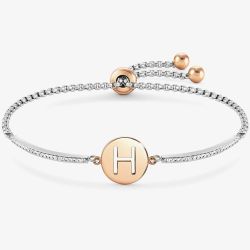 Nomination Milleluci Two-Tone Initial H Half Bangle Toggle Bracelet 028007/008