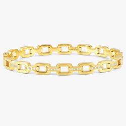 Nomination Pretty Bangles Gold Plated Square Link Cubic Zirconia Bangle 029509/012