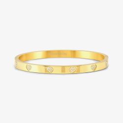 Nomination Pretty Bangles Gold Plated Cubic Zirconia Heart Medium Bangle 029512/006