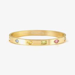Nomination Pretty Bangles Stainless Steel & Yellow PVD Multi-Colour Cubic Zirconia Small Bangle 029531/024