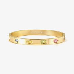 Nomination Pretty Bangles Stainless Steel & Yellow PVD Multi-Colour Cubic Zirconia Medium Bangle 029532/024