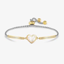 Nomination Milleluci Yellow Gold Tone Plated Mother of Pearl Heart Box Chain Bracelet 028031/070