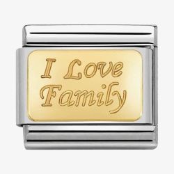 Nomination CLASSIC Gold Engraved Signs I Love Family Charm 030121/33