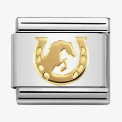 Nomination CLASSIC Gold Symbols Horse Jumping Horseshoe Charm 030149/30