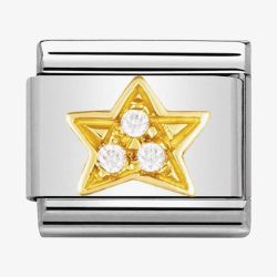 Nomination CLASSIC Gold Daily Life Cubic Zirconia White Star Charm 030308/01