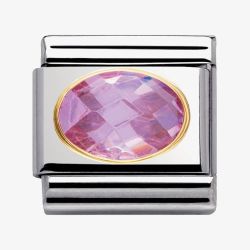 Nomination CLASSIC Gold Oval Faceted Cubic Zirconia Pink Charm 030601/003