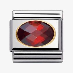 Nomination CLASSIC Gold Oval Faceted Cubic Zirconia Red Charm 030601/005
