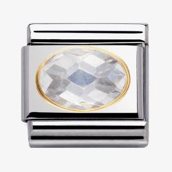 Nomination CLASSIC Gold Oval Faceted Cubic Zirconia White Charm 030601/010