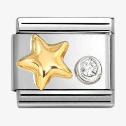 Nomination CLASSIC Stainless Steel & 18ct Yellow Gold Cubic Zirconia Star Charm 630301/01