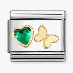 Nomination Classic Green Cubic Zirconia Heart Gold Butterfly Charm 030613/15