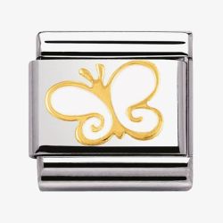 Nomination CLASSIC Gold Nature White Butterfly Charm 030278/03