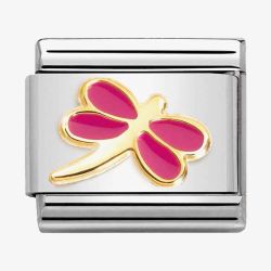 Nomination CLASSIC Composable Gold Fuchsia Enamel Dragonfly Charm 030285/57