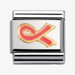 Nomination CLASSIC Gold Daily Life Pink Cancer Ribbon Charm 030208/29