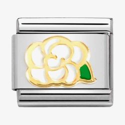 Nomination CLASSIC Composable Gold White Enamel Camellia Flower Charm 030272/79