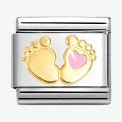 Nomination CLASSIC Gold Pink Baby Feet Charm 030272/85
