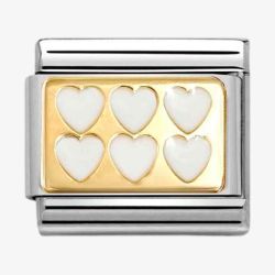 Nomination CLASSIC Gold & White 6 Heart Charm 030284/69