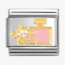 Nomination CLASSIC Stainless Steel & 18ct Yellow Gold Pink Perfume Bottle Charm 030272/93