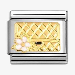 Nomination CLASSIC Stainless Steel 18ct Yellow Gold Handbag Bag & Flower Charm 030272/94