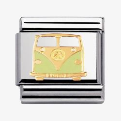 Nomination CLASSIC Gold Peace and Love Green Van Charm 030270/03