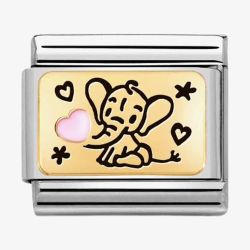 Nomination CLASSIC Composable Pink & Black Elephant Heart Charm 030289/03