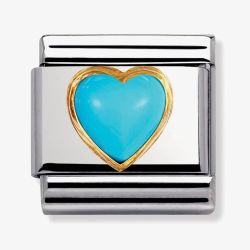 Nomination CLASSIC Gold Turquoise Heart Stones Charm 030501/06