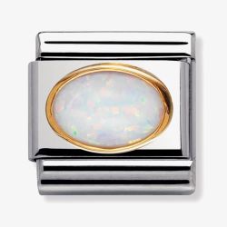 Nomination CLASSIC Gold Oval Stones White Opal Charm 030502/07