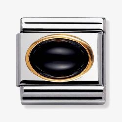 Nomination CLASSIC Gold Oval Stones Black Agate Charm 030502/02