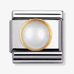 Nomination CLASSIC Gold Round Stones White Pearl Charm 030503/13