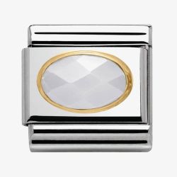 Nomination CLASSIC Gold Oval Stones White Jade Charm 030502/25