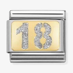 Nomination CLASSIC Gold Glitter Number 18 Charm 030224/01