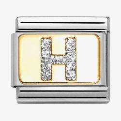 Nomination CLASSIC Silver Glitter Letter H Charm 030291/08