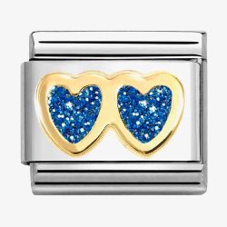 Nomination CLASSIC Double Blue Glitter Heart Charm 030220/11