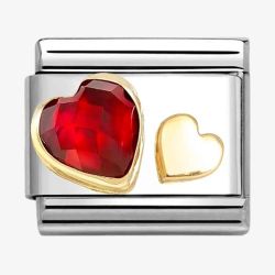 Nomination CLASSIC Faceted Hearts Red Cubic Zirconia Charm 030613/05