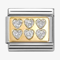 Nomination CLASSIC Stainless Steel & 18ct Yellow Gold Six Glitter Hearts Charm 030224/08