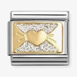 Nomination Classic Glitter Plates Heart Bow Charm 030224/11